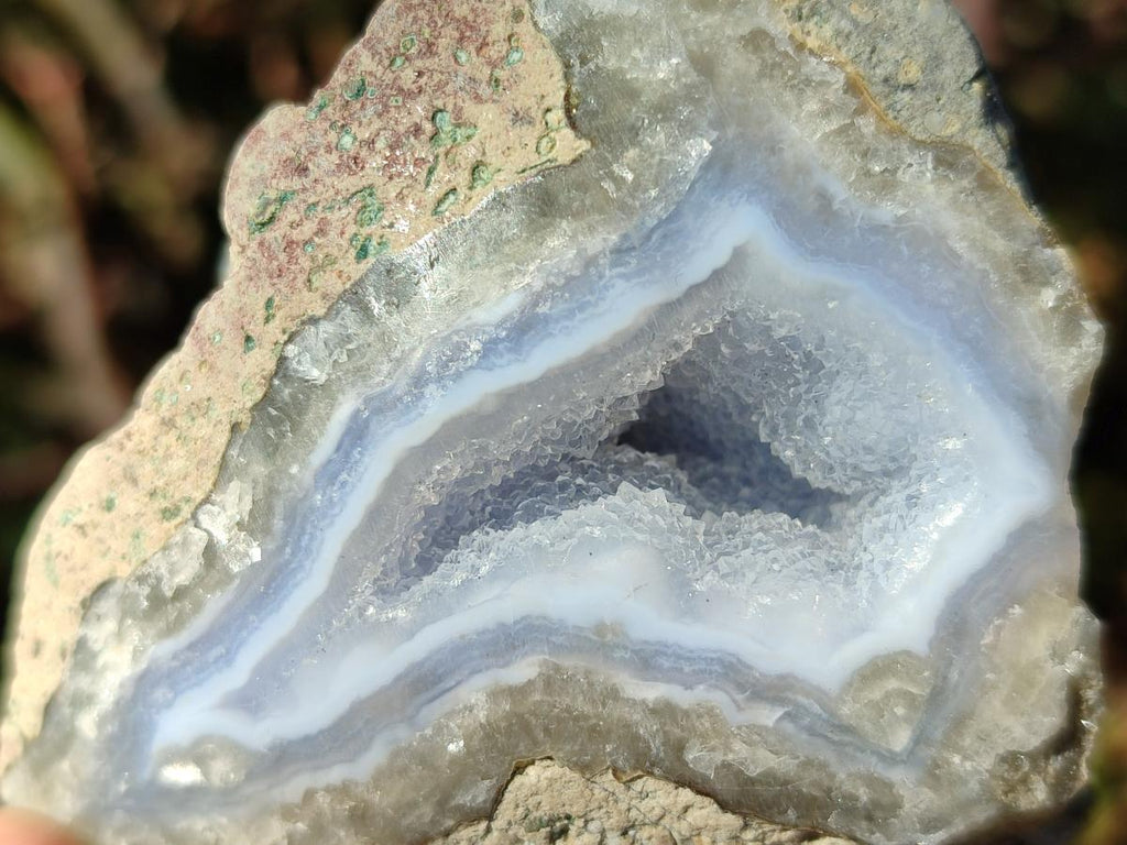 Polished and Natural One Side Blue Lace Agate Geodes x 6 From Nsanje, Malawi - Toprock Gemstones and Minerals 