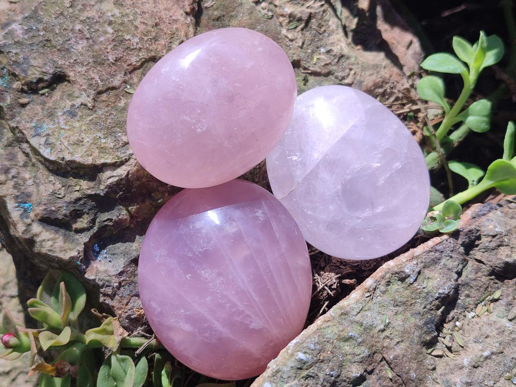 Polished Gemmy Rose Quartz Galets x 24 From Madagascar - Toprock Gemstones and Minerals 
