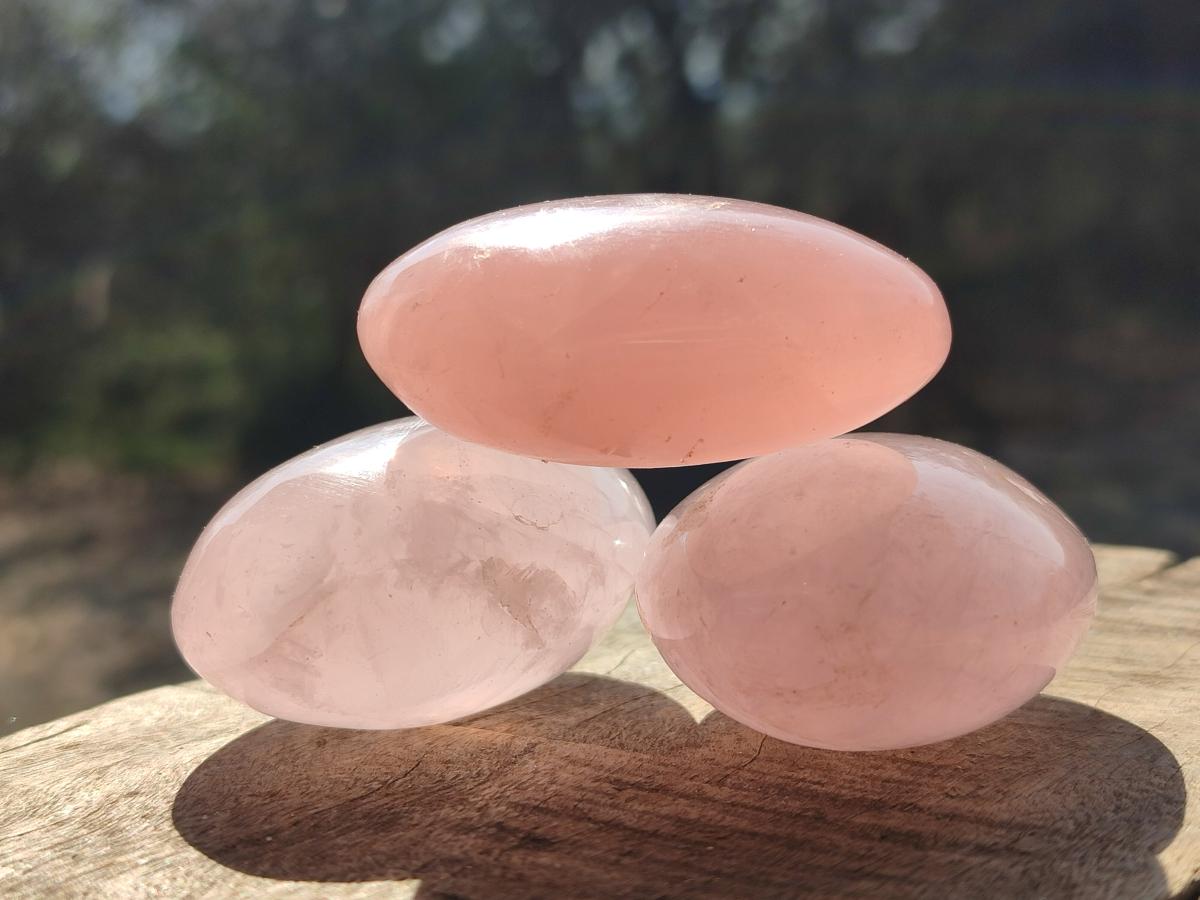Polished Gemmy Rose Quartz Galets x 24 From Madagascar - Toprock Gemstones and Minerals 