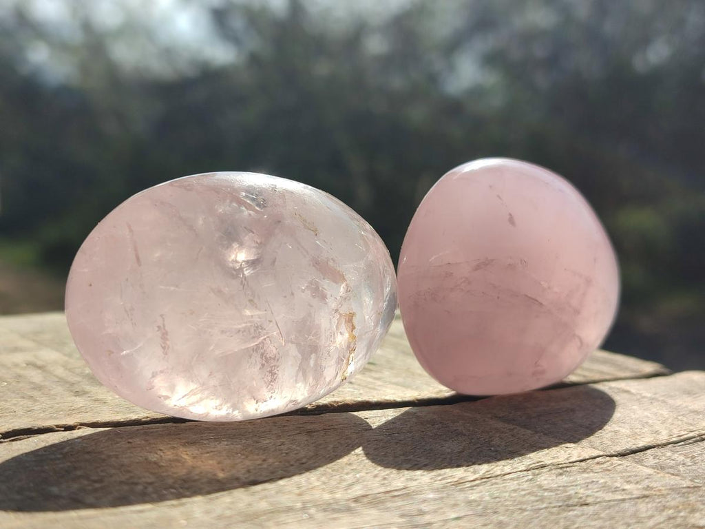 Polished Gemmy Rose Quartz Galets x 24 From Madagascar - Toprock Gemstones and Minerals 