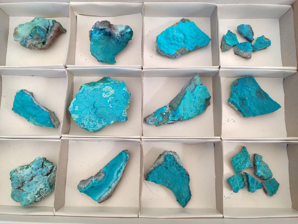Natural Botryoidal Chrysocolla Specimens x 19 From Kulukuluku, Congo - Toprock Gemstones and Minerals 