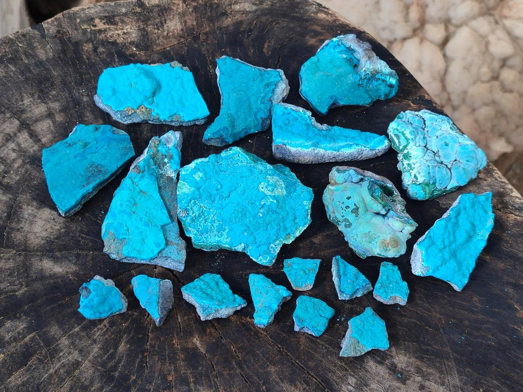 Natural Botryoidal Chrysocolla Specimens x 19 From Kulukuluku, Congo - Toprock Gemstones and Minerals 