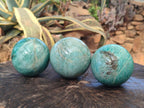 Polished Amazonite Spheres x 3 From Madagascar - Toprock Gemstones and Minerals 
