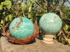 Polished Amazonite Spheres x 3 From Madagascar - Toprock Gemstones and Minerals 