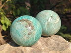 Polished Amazonite Spheres x 3 From Madagascar - Toprock Gemstones and Minerals 