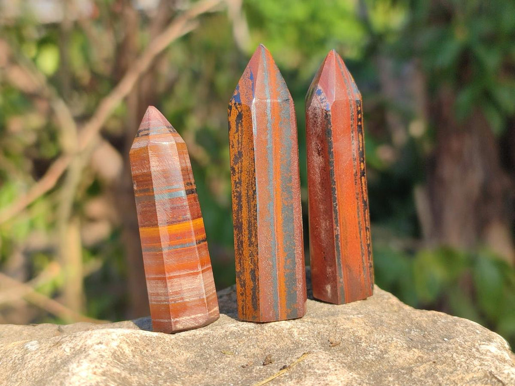 Polished Banded Tiger Iron Pendant Crystals x 20 From South Africa - Toprock Gemstones and Minerals 