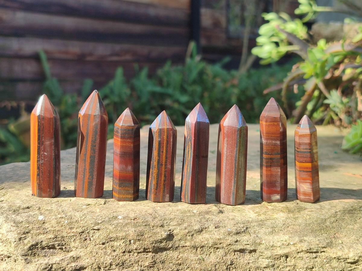 Polished Banded Tiger Iron Pendant Crystals x 20 From South Africa - Toprock Gemstones and Minerals 