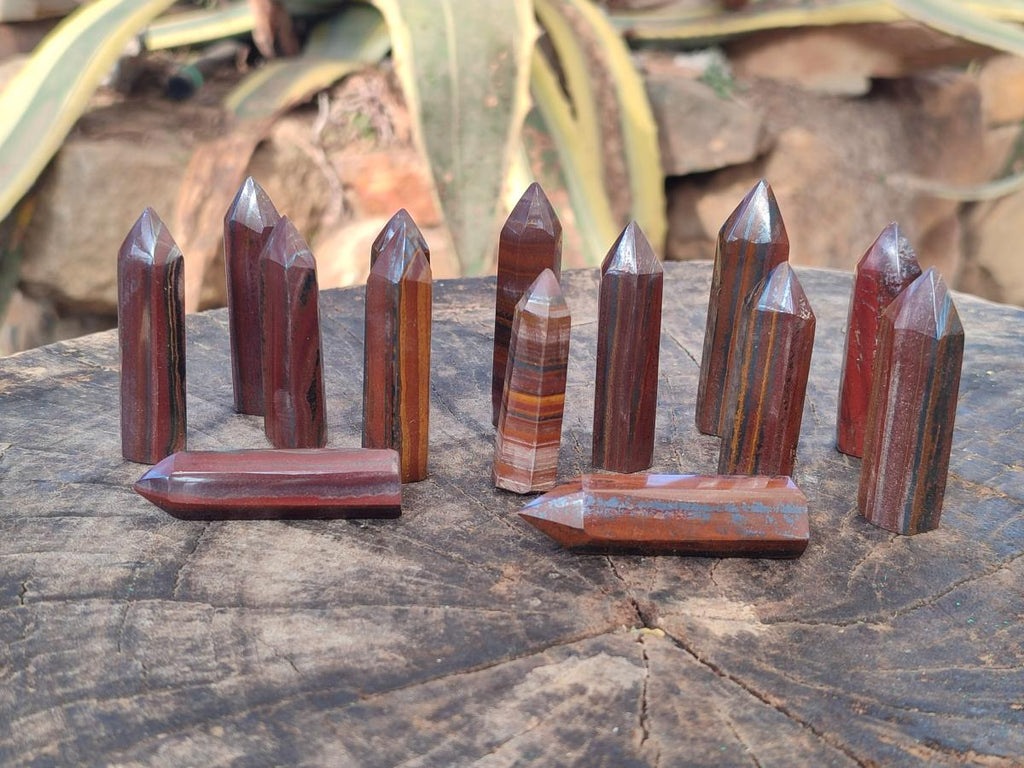 Polished Banded Tiger Iron Pendant Crystals x 20 From South Africa - Toprock Gemstones and Minerals 