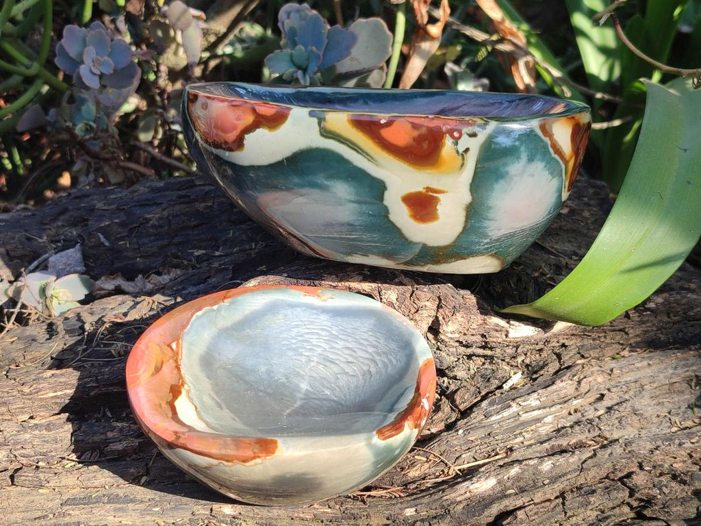 Polished Polychrome Jasper Bowls x 2 From NW Coast, Madagascar - Toprock Gemstones and Minerals 
