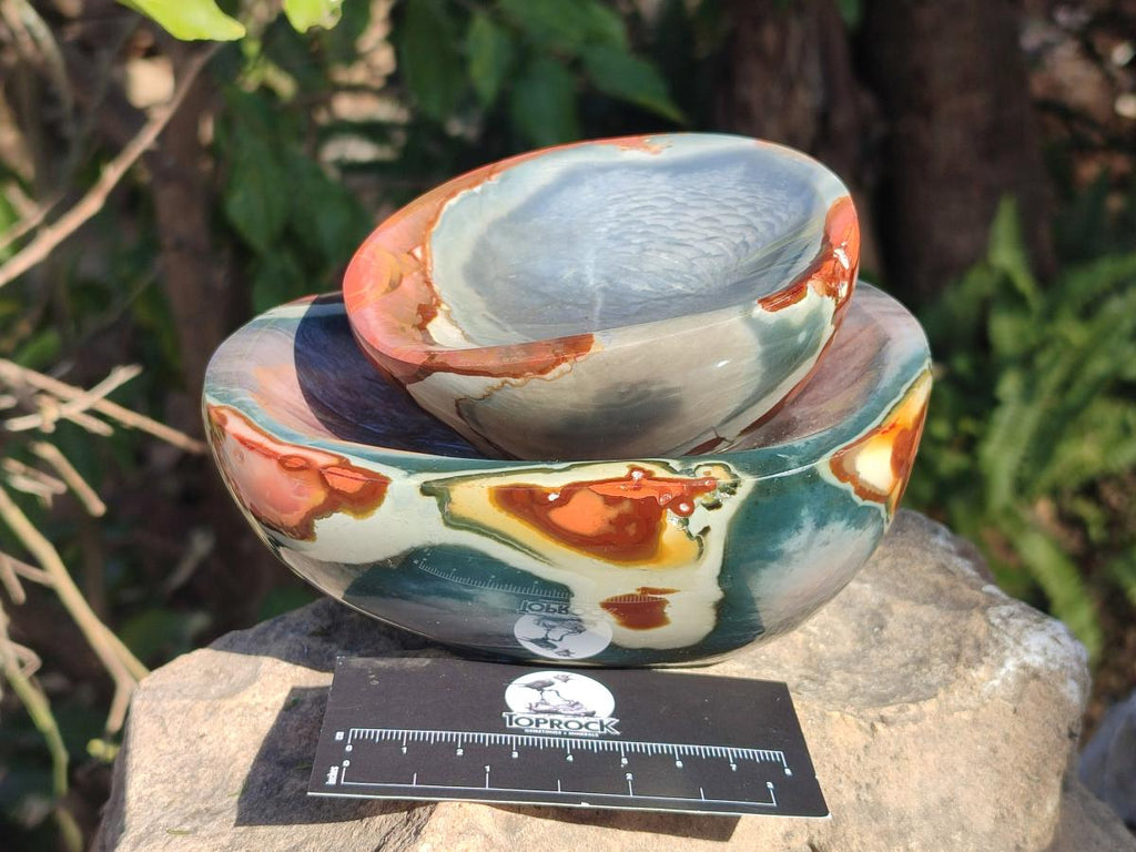 Polished Polychrome Jasper Bowls x 2 From NW Coast, Madagascar - Toprock Gemstones and Minerals 
