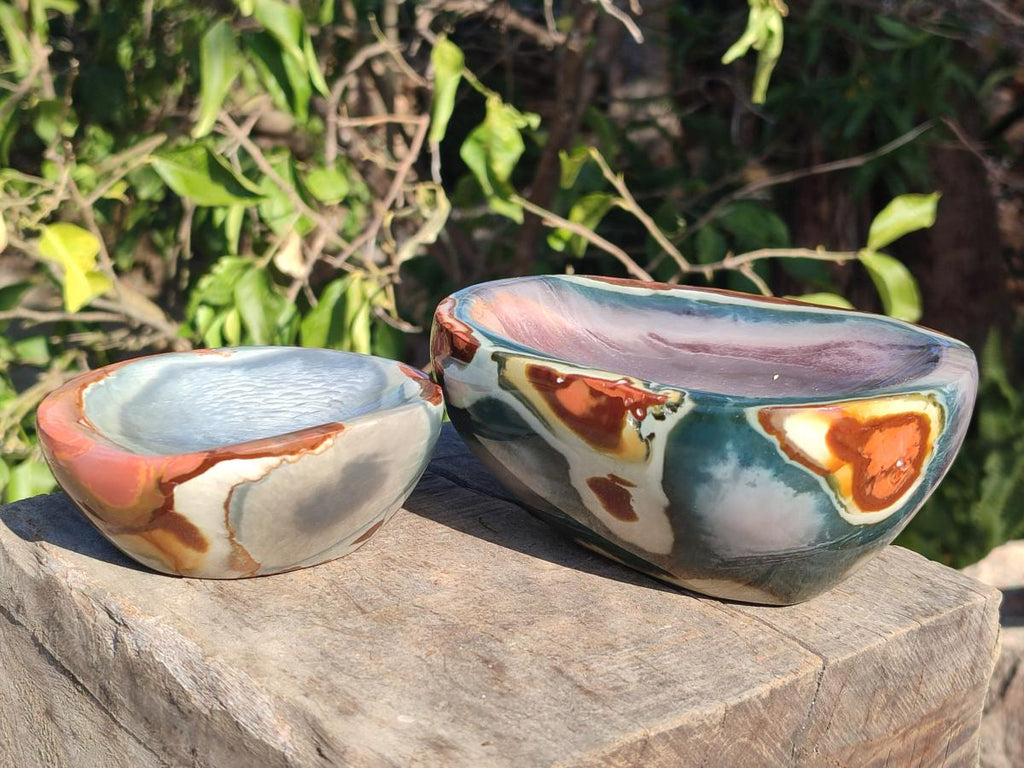 Polished Polychrome Jasper Bowls x 2 From NW Coast, Madagascar - Toprock Gemstones and Minerals 