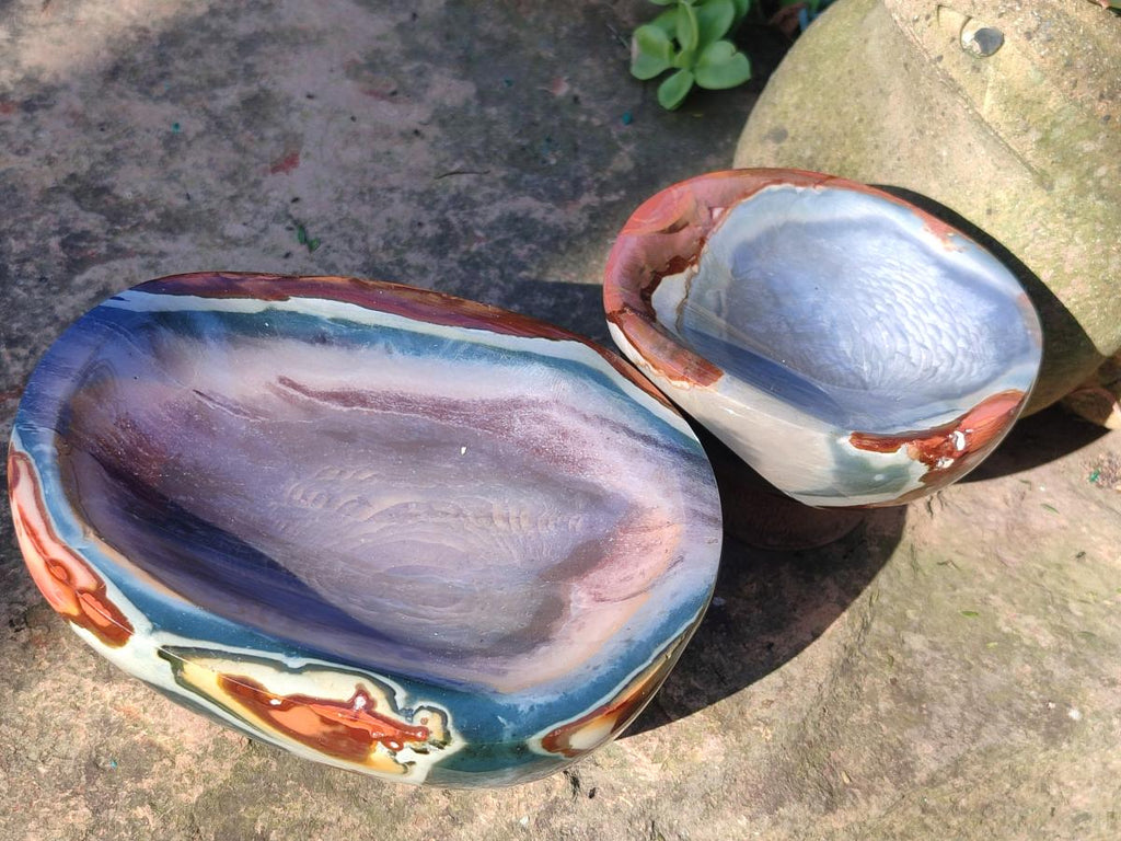 Polished Polychrome Jasper Bowls x 2 From NW Coast, Madagascar - Toprock Gemstones and Minerals 