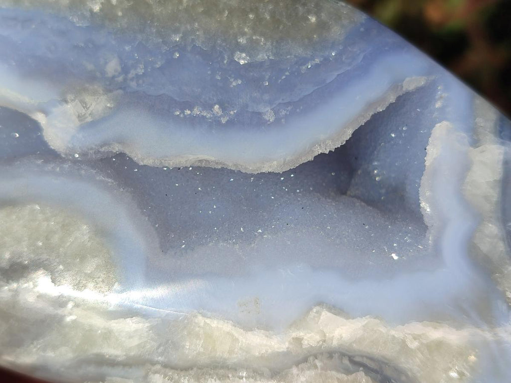 Polished and Natural Blue Lace Agate Standing Display Pieces x 2 From Nsanje, Malawi - Toprock Gemstones and Minerals 