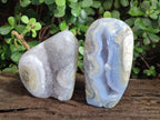 Polished and Natural Blue Lace Agate Standing Display Pieces x 2 From Nsanje, Malawi - Toprock Gemstones and Minerals 
