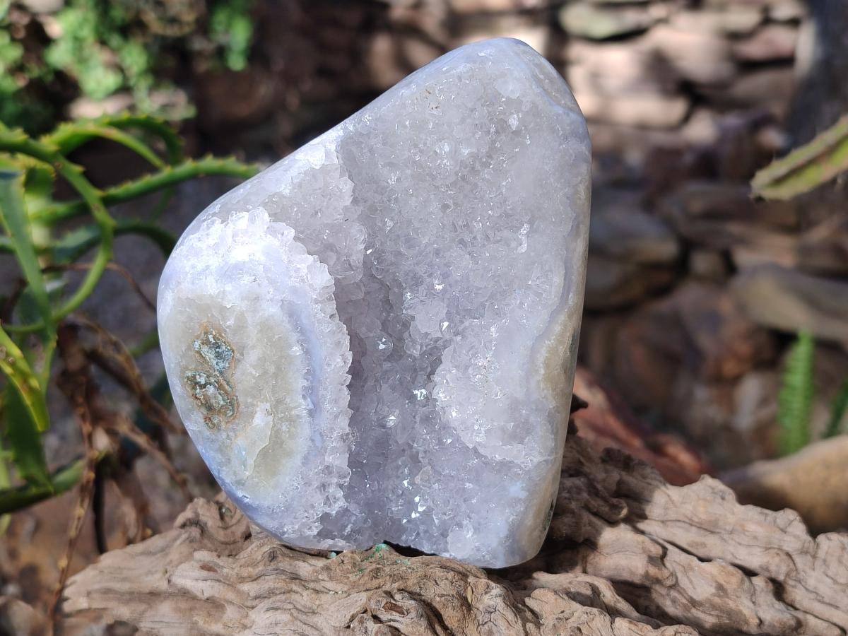 Polished and Natural Blue Lace Agate Standing Display Pieces x 2 From Nsanje, Malawi - Toprock Gemstones and Minerals 