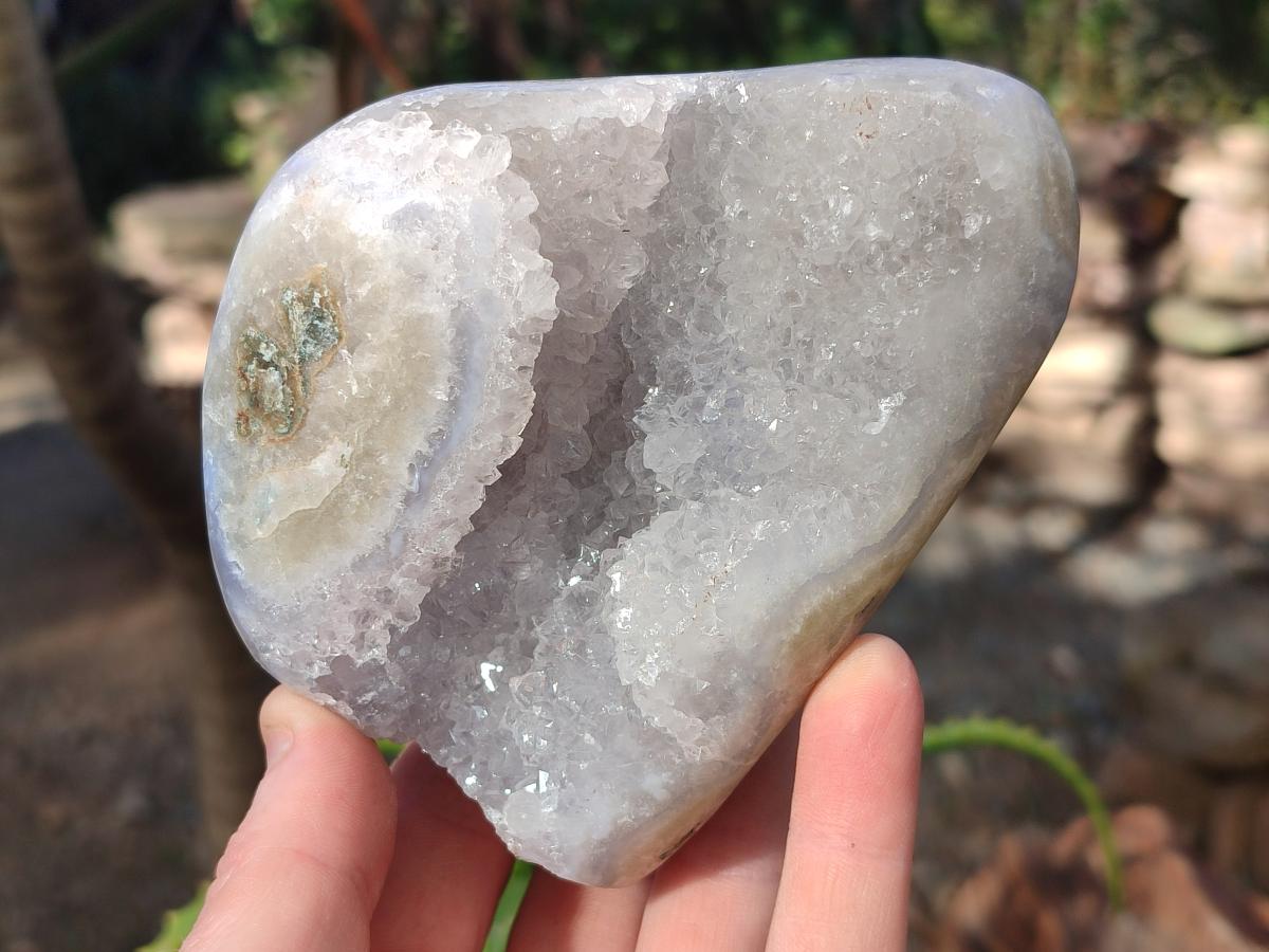 Polished and Natural Blue Lace Agate Standing Display Pieces x 2 From Nsanje, Malawi - Toprock Gemstones and Minerals 