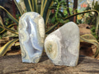 Polished and Natural Blue Lace Agate Standing Display Pieces x 2 From Nsanje, Malawi - Toprock Gemstones and Minerals 