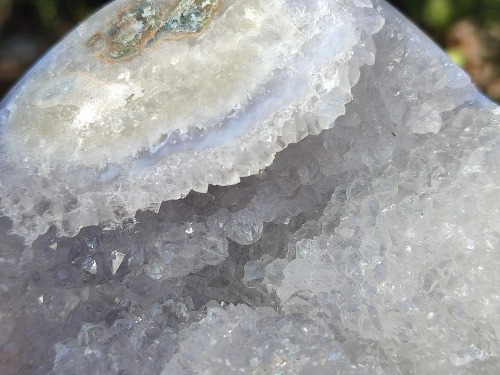 Polished and Natural Blue Lace Agate Standing Display Pieces x 2 From Nsanje, Malawi - Toprock Gemstones and Minerals 