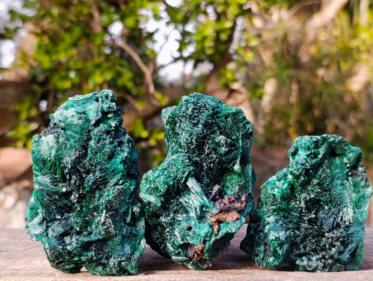 Natural Silky Malachite Specimens x 6 From Kasompe, Congo - Toprock Gemstones and Minerals 