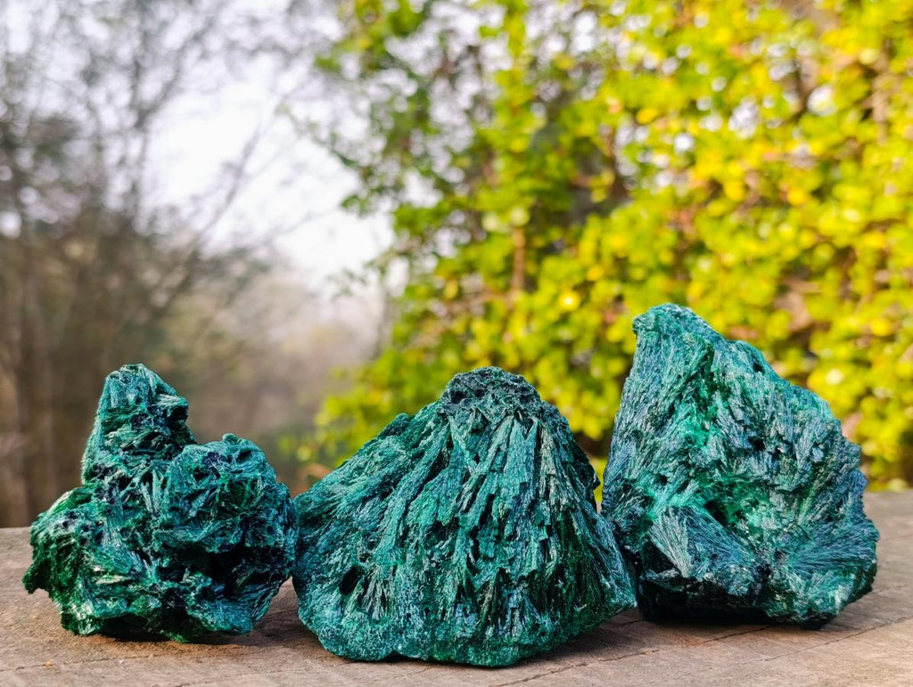 Natural Silky Malachite Specimens x 6 From Kasompe, Congo - Toprock Gemstones and Minerals 