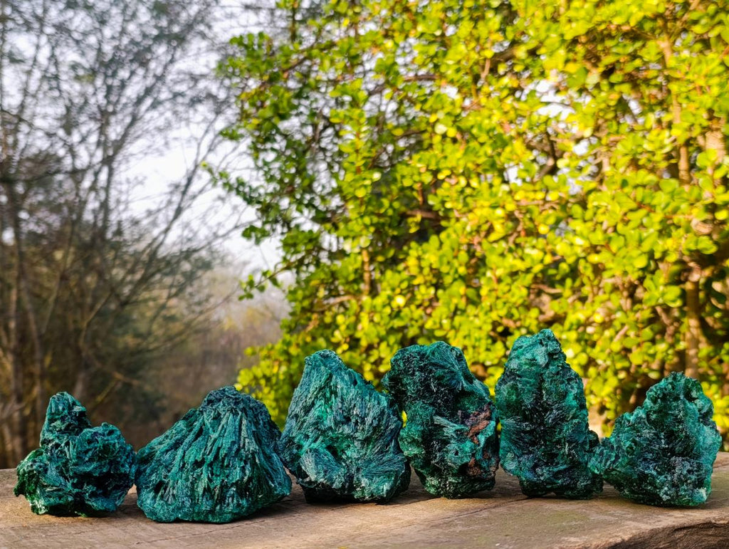 Natural Silky Malachite Specimens x 6 From Kasompe, Congo - Toprock Gemstones and Minerals 