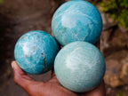 Polished Amazonite Spheres x 3 From Madagascar - Toprock Gemstones and Minerals 