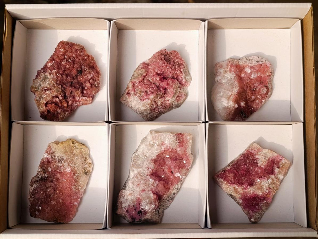 Natural Spherocobaltite Specimens x 6 From Musonoi Mine, Congo - Toprock Gemstones and Minerals 