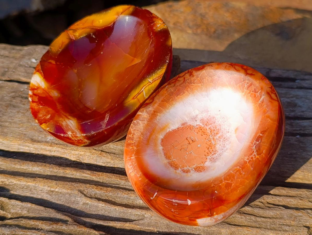 Polished Carnelian Agate Gemstone Bowls x 4 From Madagascar - Toprock Gemstones and Minerals 
