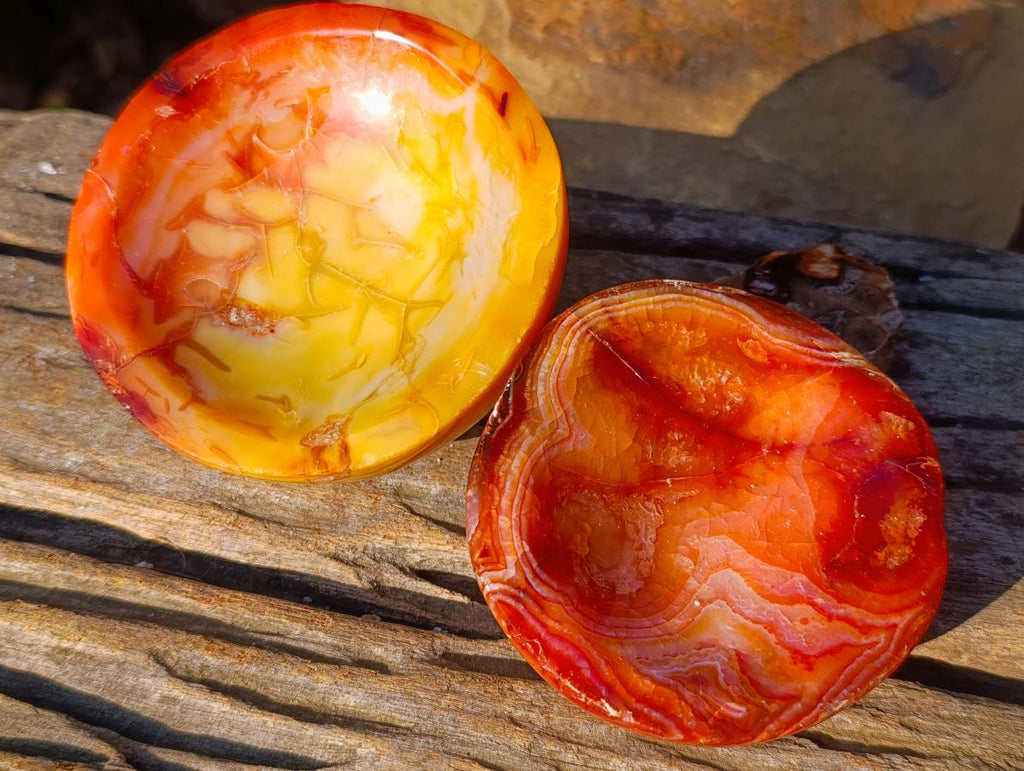 Polished Carnelian Agate Gemstone Bowls x 4 From Madagascar - Toprock Gemstones and Minerals 