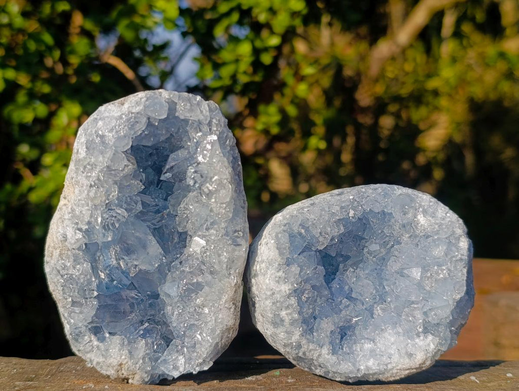 Natural Blue Celestite Geode Specimens x 3 From Sakoany, Madagascar - Toprock Gemstones and Minerals 