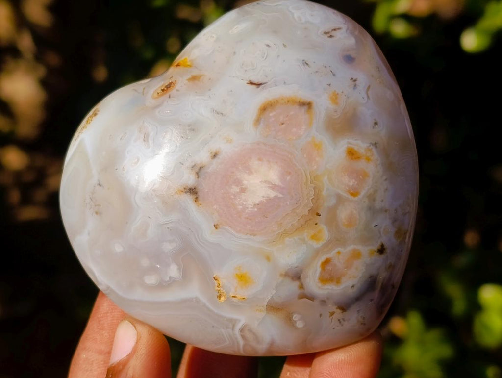 Polished Banded Agate Hearts x 6 From Madagascar - Toprock Gemstones and Minerals 