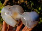 Polished Banded Agate Hearts x 6 From Madagascar - Toprock Gemstones and Minerals 
