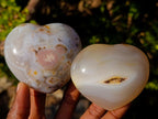 Polished Banded Agate Hearts x 6 From Madagascar - Toprock Gemstones and Minerals 