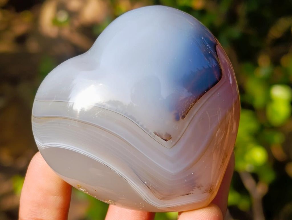 Polished Banded Agate Hearts x 6 From Madagascar - Toprock Gemstones and Minerals 