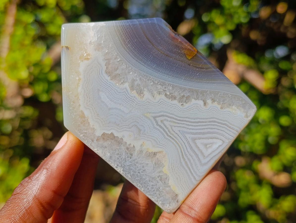 Polished and Natural Banded Agate House Shaped Slices x 12 From Madagascar - Toprock Gemstones and Minerals 