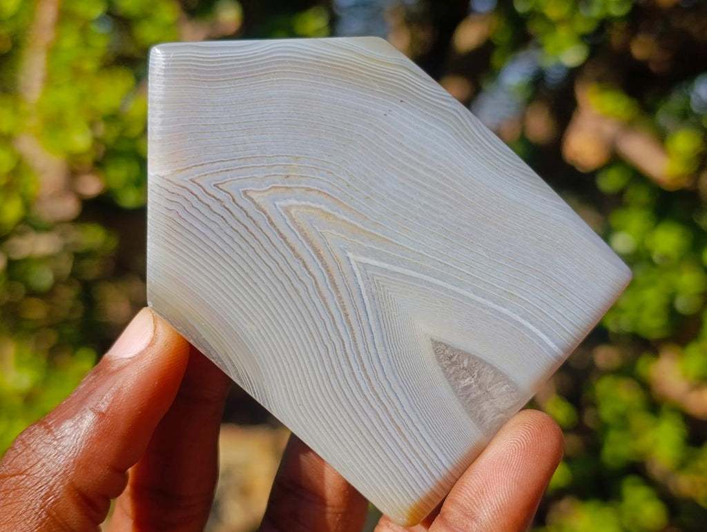 Polished and Natural Banded Agate House Shaped Slices x 12 From Madagascar - Toprock Gemstones and Minerals 