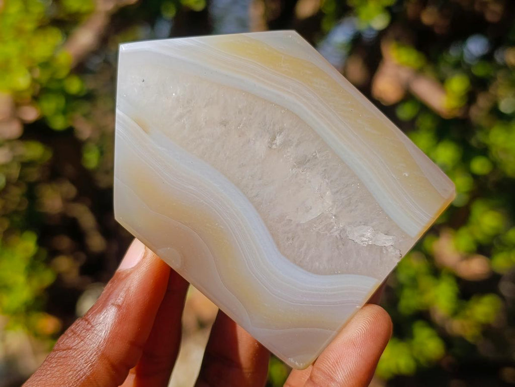 Polished and Natural Banded Agate House Shaped Slices x 12 From Madagascar - Toprock Gemstones and Minerals 