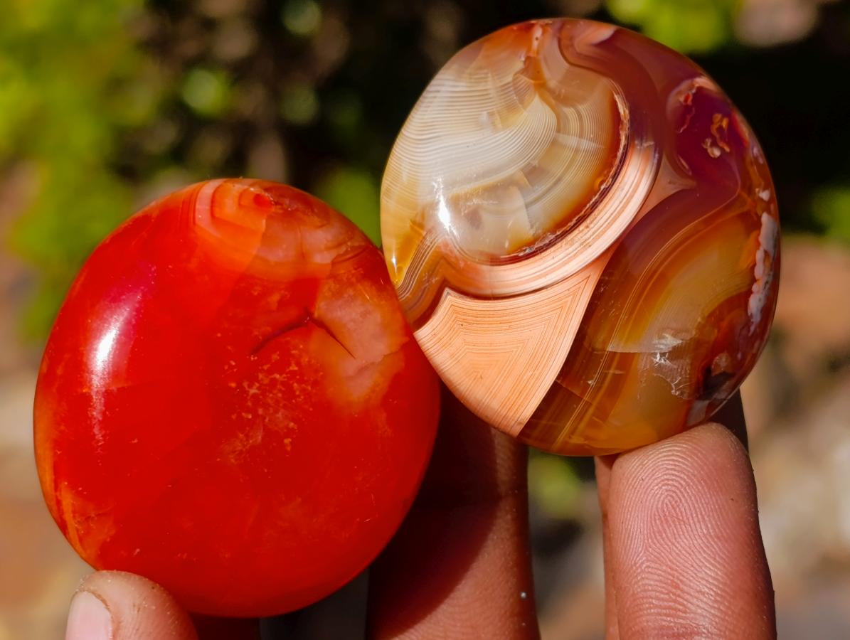 Polished and Natural Carnelian Agate Gemstone Galets x 24 From Madagascar - Toprock Gemstones and Minerals 