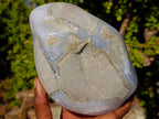 Polished and Natural Large Blue Lace Agate Standing Display Piece x 1 From Nsanje, Malawi - Toprock Gemstones and Minerals 