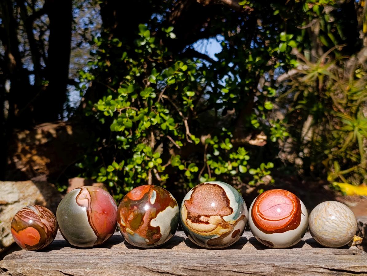 Polished Polychrome Jasper Spheres x 6 From NW Coast, Madagascar - Toprock Gemstones and Minerals 