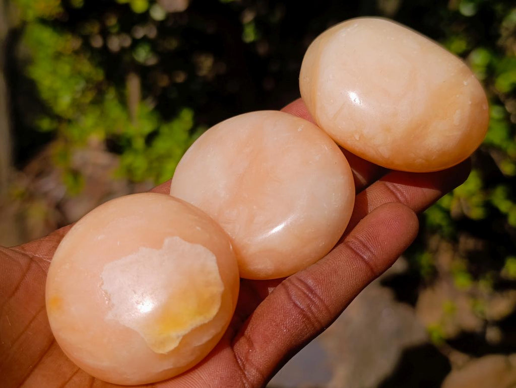Polished Orange Twist Calcite Galets x 20 From Maevantanana, Madagascar - Toprock Gemstones and Minerals 
