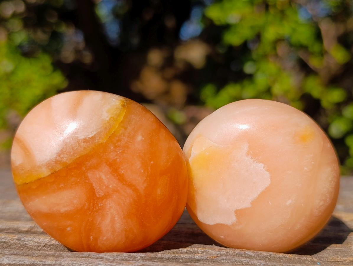 Polished Orange Twist Calcite Galets x 20 From Maevantanana, Madagascar - Toprock Gemstones and Minerals 