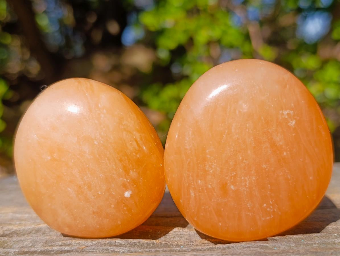 Polished Orange Twist Calcite Galets x 20 From Maevantanana, Madagascar - Toprock Gemstones and Minerals 