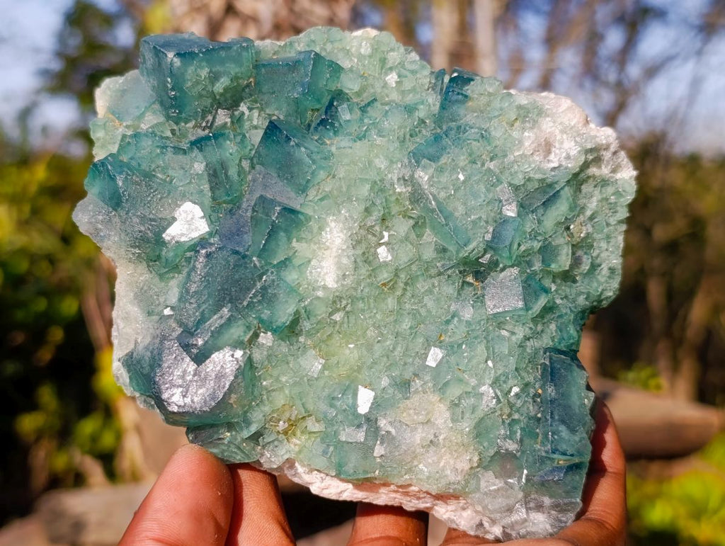 Natural Green Cubic Fluorite Specimens x 2 From Mandrosonoro, Madagascar - Toprock Gemstones and Minerals 