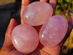 Polished Gemmy Rose Quartz Palm Stones x 24 From Madagascar - Toprock Gemstones and Minerals 