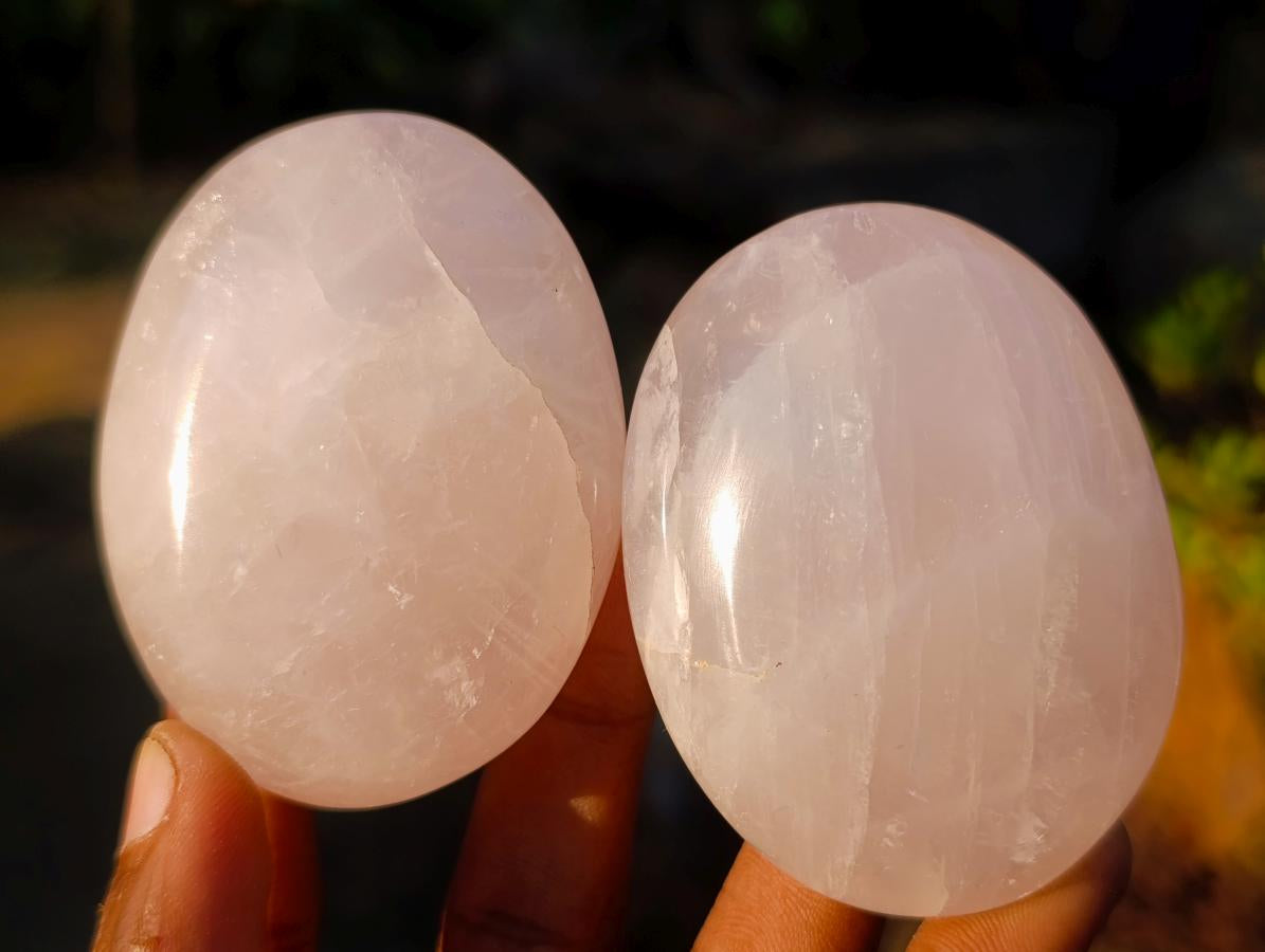 Polished Gemmy Rose Quartz Palm Stones x 24 From Madagascar - Toprock Gemstones and Minerals 
