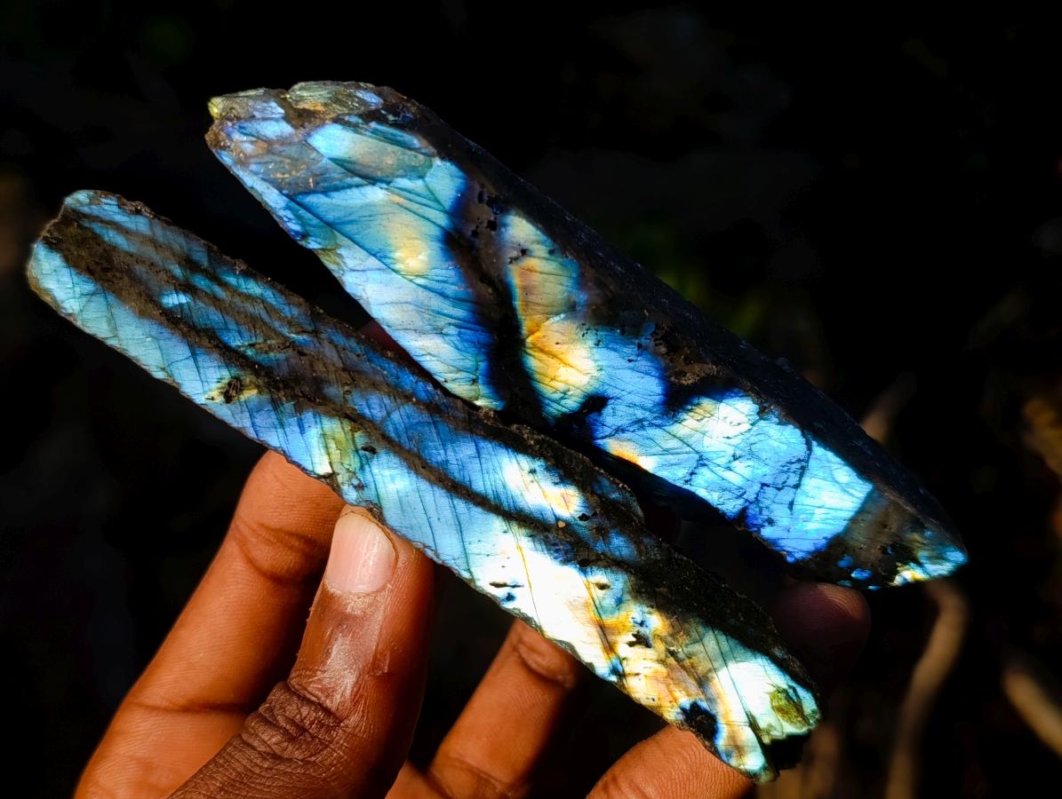 Polished One Side Labradorite Slices x 24 From Madagascar - Toprock Gemstones and Minerals 