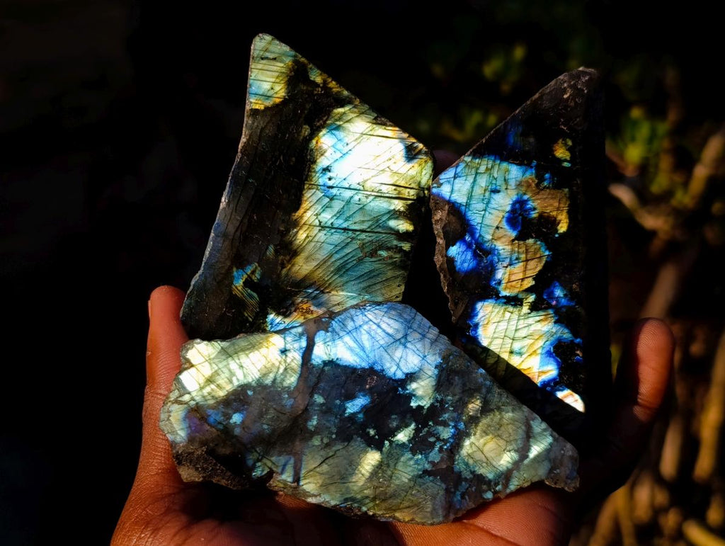 Polished One Side Labradorite Slices x 24 From Madagascar - Toprock Gemstones and Minerals 