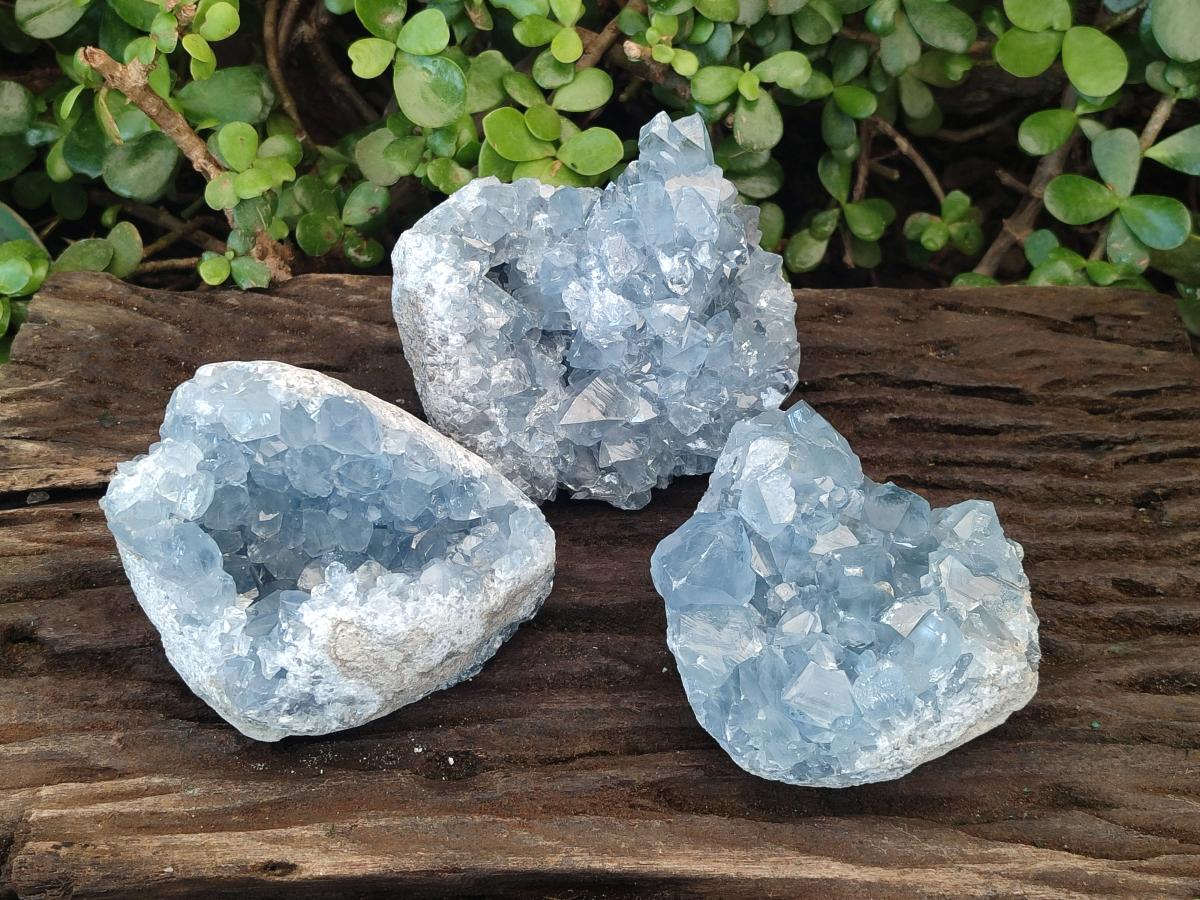 Natural Blue Celestite Specimens x 3 From Sakoany, Madagascar - Toprock Gemstones and Minerals 