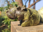 Hand Made Leopard Stone Hippo Carvings x 2 From Nyanga, Zimbabwe - Toprock Gemstones and Minerals 